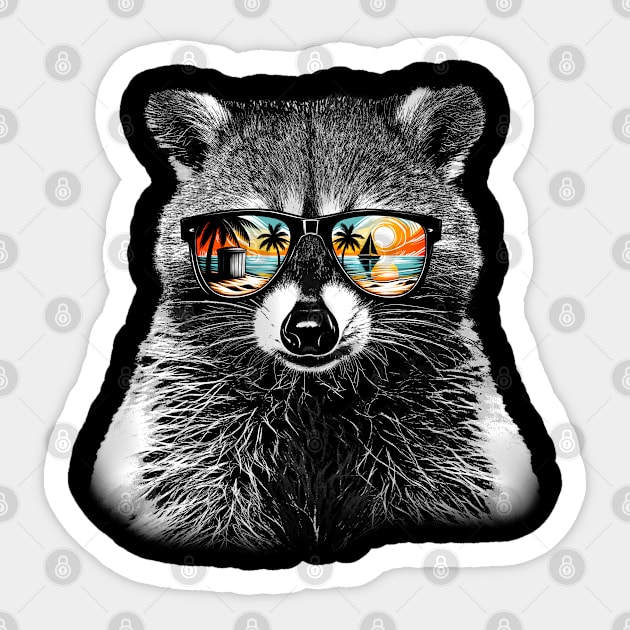 Raccoons Among the Stars UFO Tees for Stellar Fashion Statements Sticker by Black Demon Bear